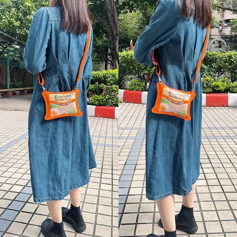 Ramen Noodles Soup Crossbody Bag: Mini Day Clutch