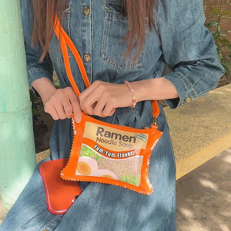 Ramen Noodles Soup Crossbody Bag: Mini Day Clutch