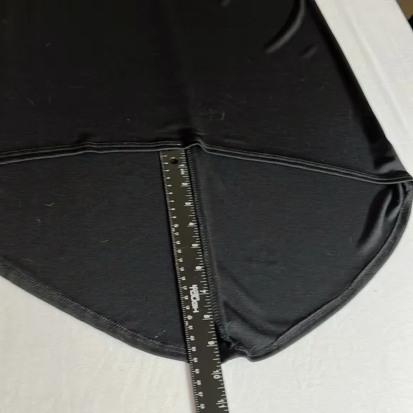 RAMPAGE XL black V-neck halter dress high low satin trim NWT