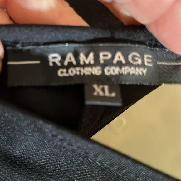 RAMPAGE XL black V-neck halter dress high low satin trim NWT