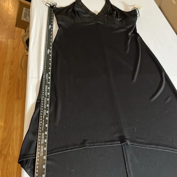 RAMPAGE XL black V-neck halter dress high low satin trim NWT