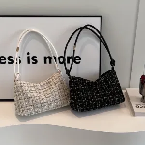 realaiot Trendy Color Blocking Plaid Shoulder Bag, Casual Zipper Handbag, Perfect Underarm Bag For Commuting