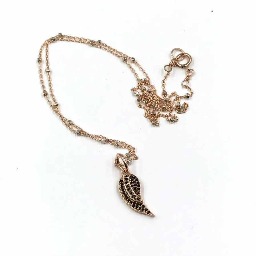 Rose Gold Angel Wing Charm Necklace