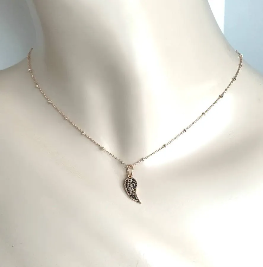 Rose Gold Angel Wing Charm Necklace