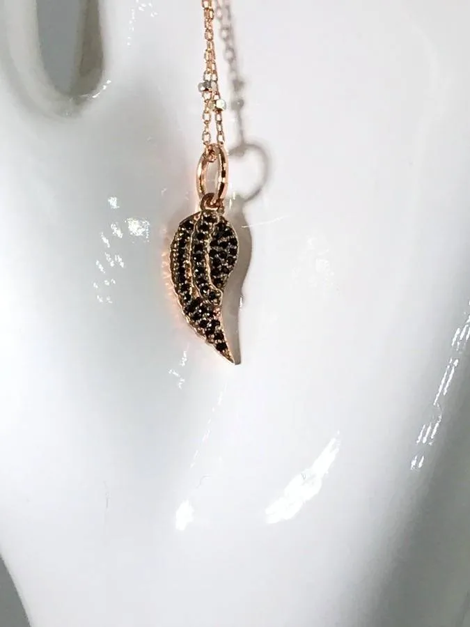 Rose Gold Angel Wing Charm Necklace