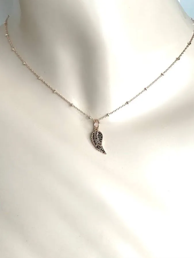 Rose Gold Angel Wing Charm Necklace