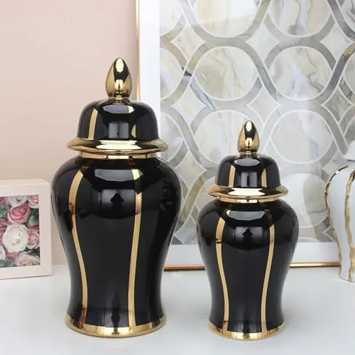 SAZ DEKOR Ceramic Ginger Jar Vase Accs Porcelain Storage Jar for Table Wedding S