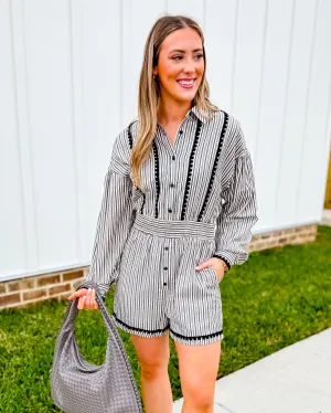 Scallop Stitch Button Down Romper