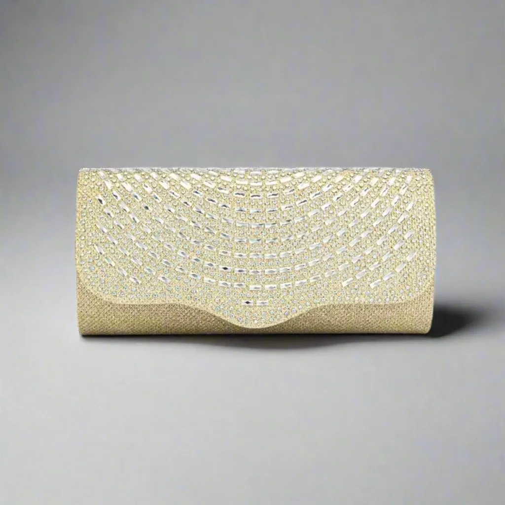 Scalloped Edge Rhinestone Clutch Evening Bag