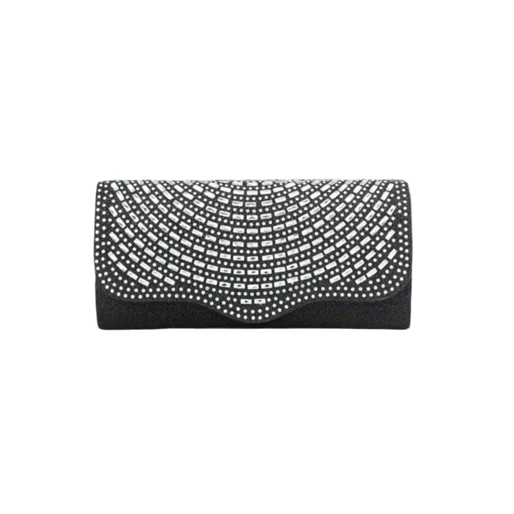 Scalloped Edge Rhinestone Clutch Evening Bag