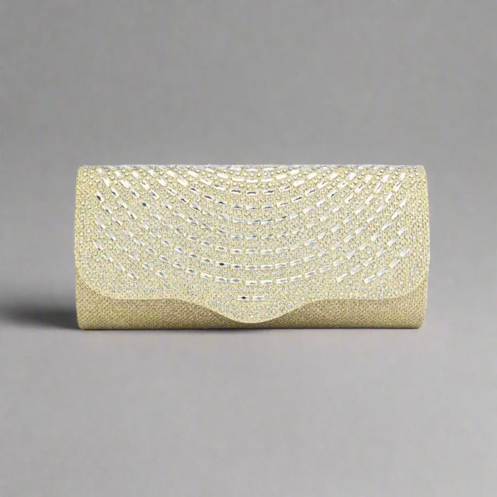 Scalloped Edge Rhinestone Clutch Evening Bag