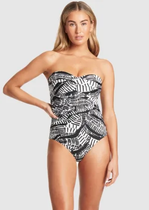 Sea Level Pampas Twist Bandeau One Piece Black