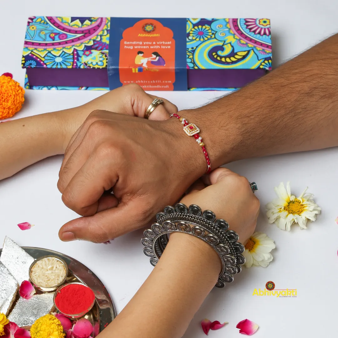 Shiny Stone Studded Rakhi INDIA (FREE SHIPPING)