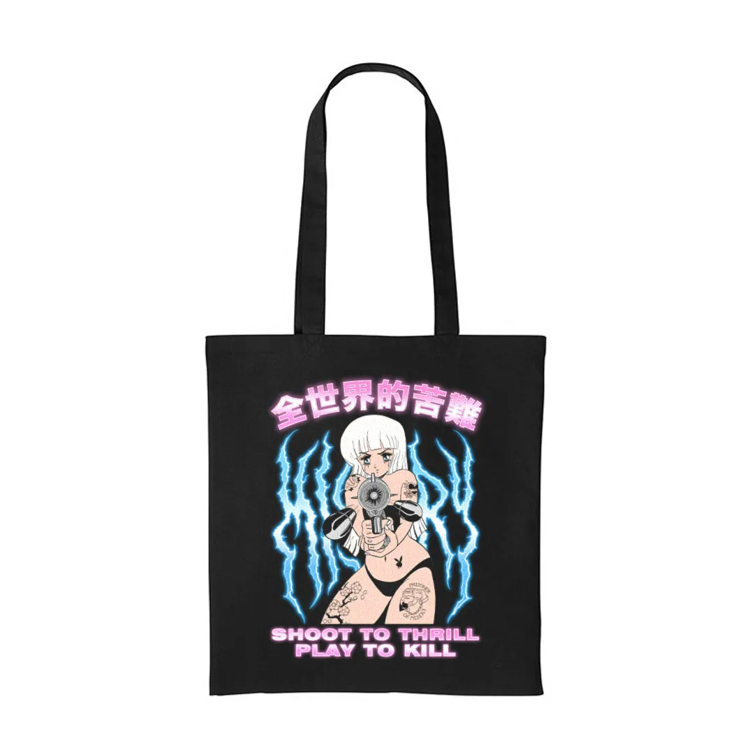 SHOOT TO THRILL BLACK TOTE BAG