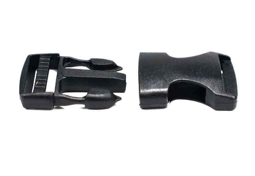 Side Release Black Snap Buckles - 1 Inch