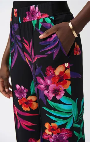 Silky knit tropical print pant