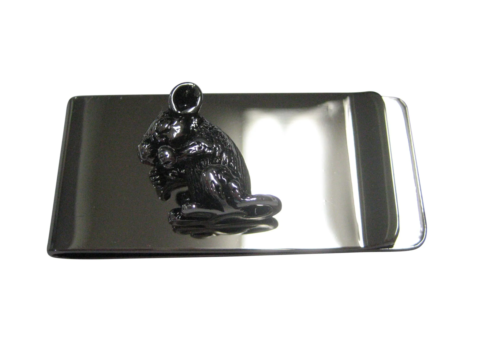 Silver Toned Detailed Chinchilla Money Clip