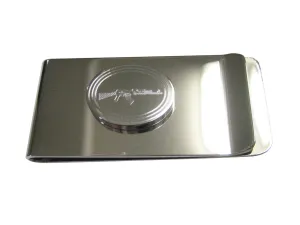 Silver Toned Etched Oval AK47 Rifle Money Clip