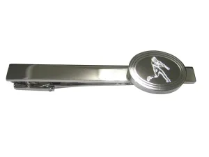 Silver Toned Etched Oval Baseball Player Tie Clip