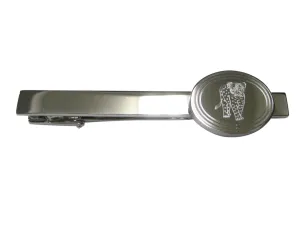 Silver Toned Etched Oval Cheetah Cub Tie Clip