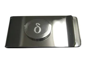 Silver Toned Etched Oval Greek Letter Delta Money Clip