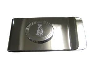Silver Toned Etched Oval Meerkat Money Clip