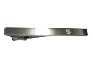 Silver Toned Etched Sleek Bison Head Tie Clip