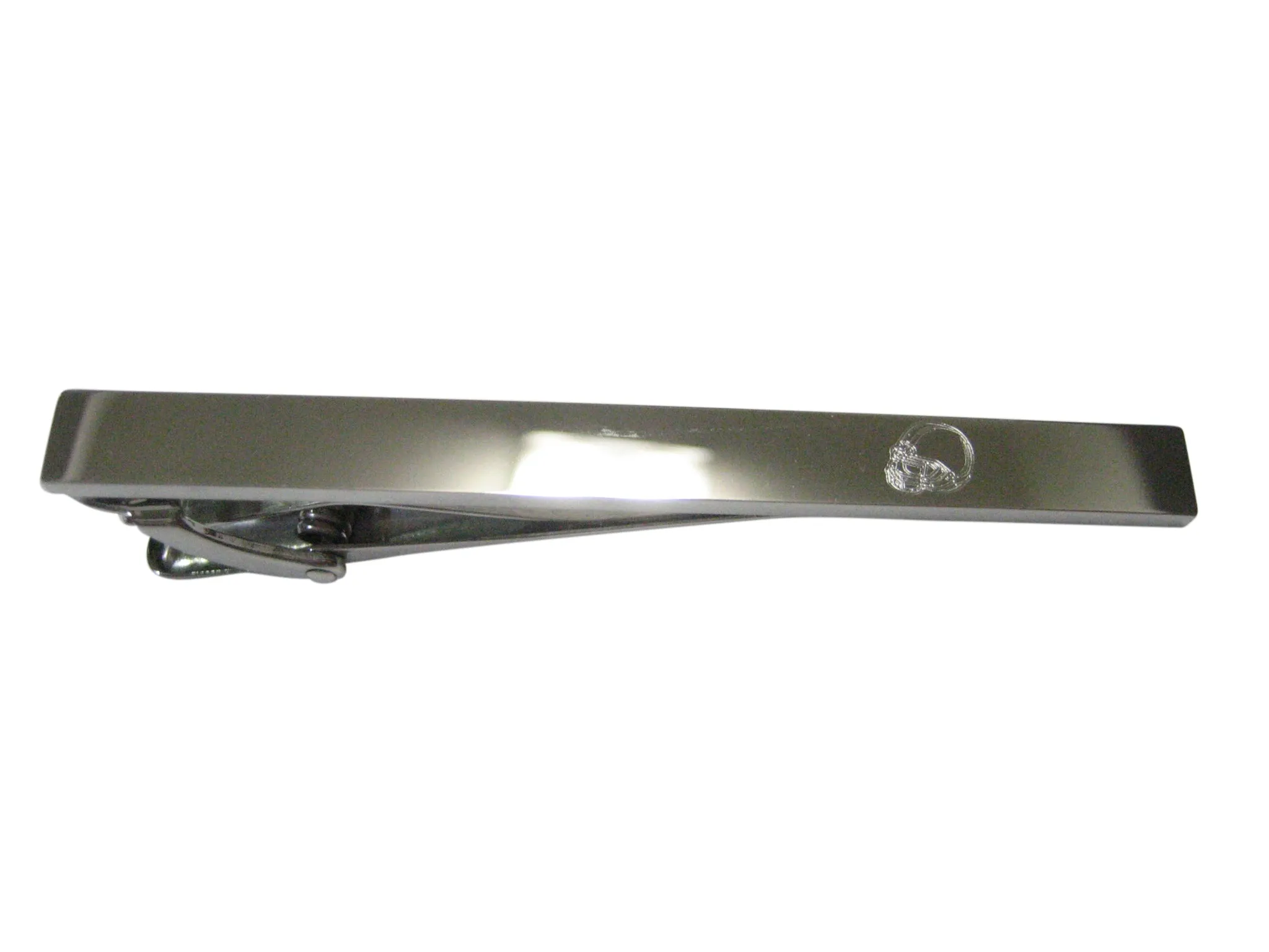 Silver Toned Etched Sleek Football Helmet Tie Clip