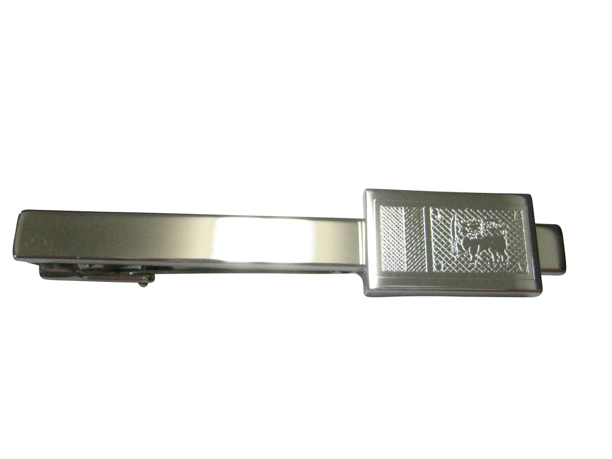 Silver Toned Etched Sri Lanka Flag Tie Clip