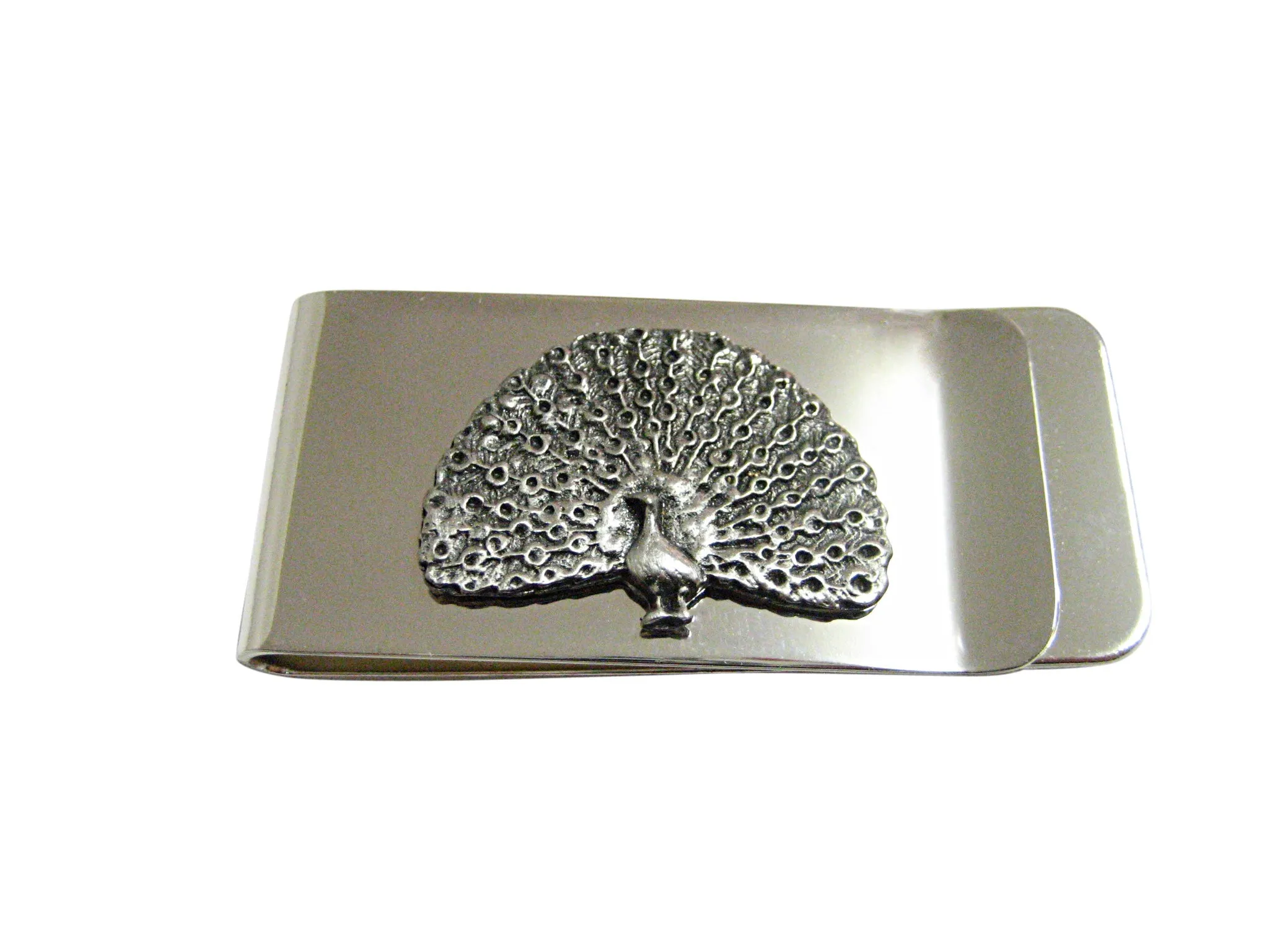 Silver Toned Peacock Bird Money Clip