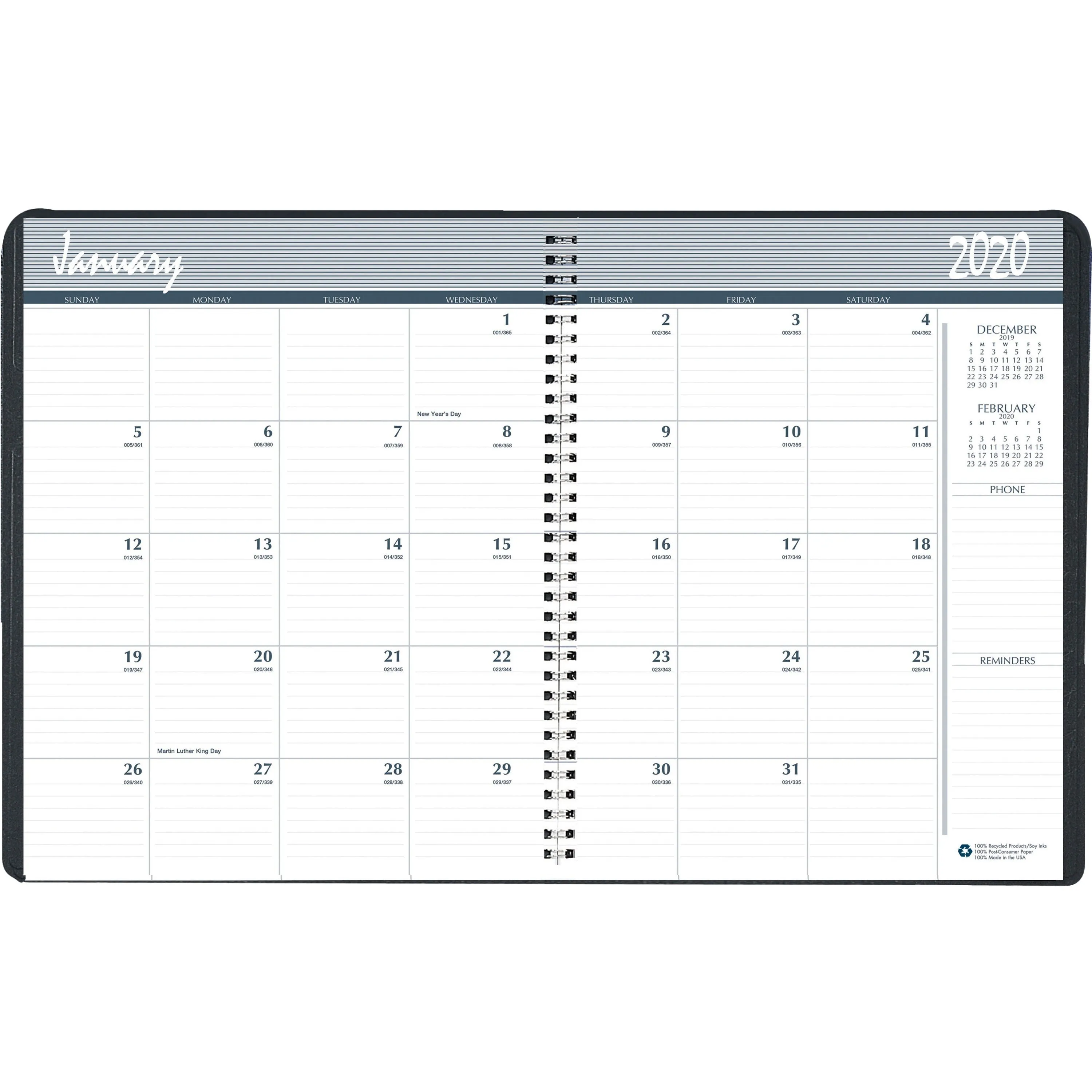 SKILCRAFT 14-month Monthly Desk Planner