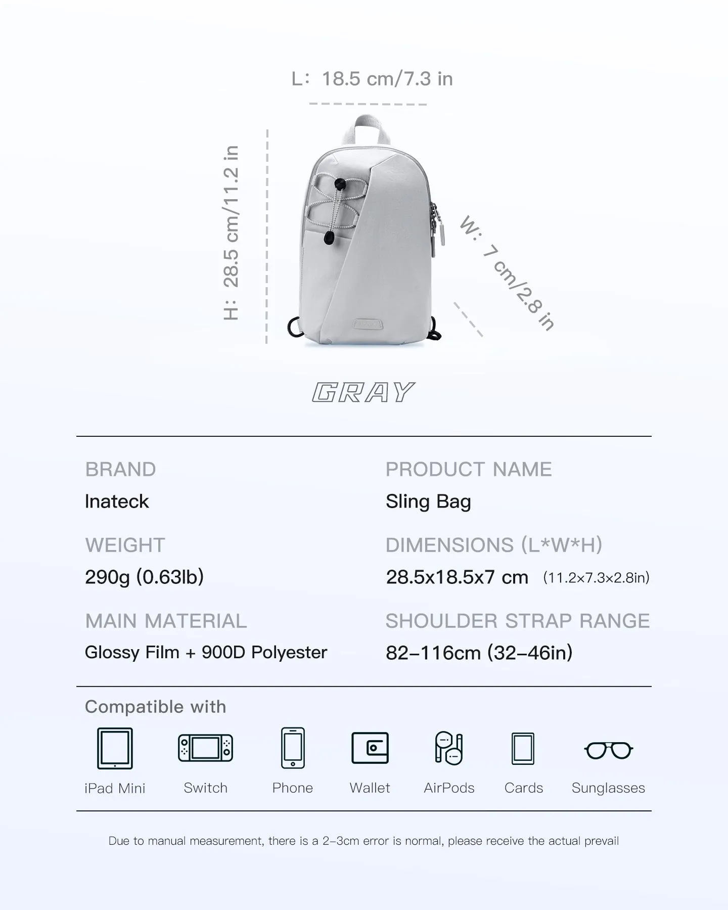 Sling Bag with RFID Blocking, Spacious Crossbody Shoulder Chest Everyday Carry Bag, Water-resistant, FB01003