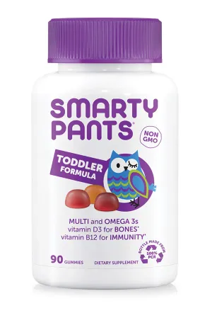SmartyPants Gummy Vitaminas diarias para niños pequeños: Aceite de pescado multivitamínico, libre de gluten, Omega-3 (EPA/DHA Fatty Acids), vitamina D3, vitamina B12, yodo, vitamina E, 90 unidades (suministro de 30 días), Completo, 1