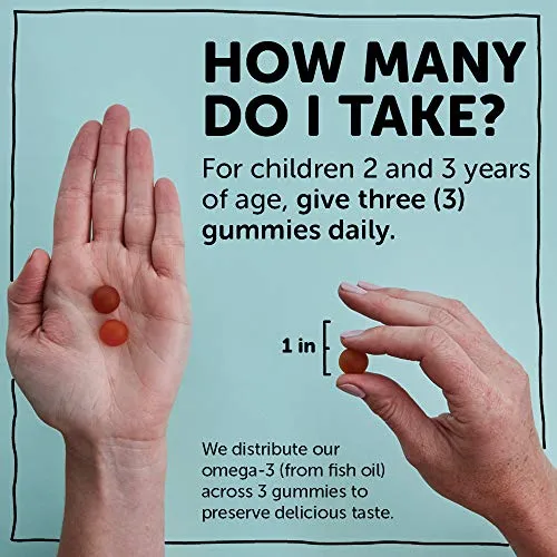 SmartyPants Gummy Vitaminas diarias para niños pequeños: Aceite de pescado multivitamínico, libre de gluten, Omega-3 (EPA/DHA Fatty Acids), vitamina D3, vitamina B12, yodo, vitamina E, 90 unidades (suministro de 30 días), Completo, 1