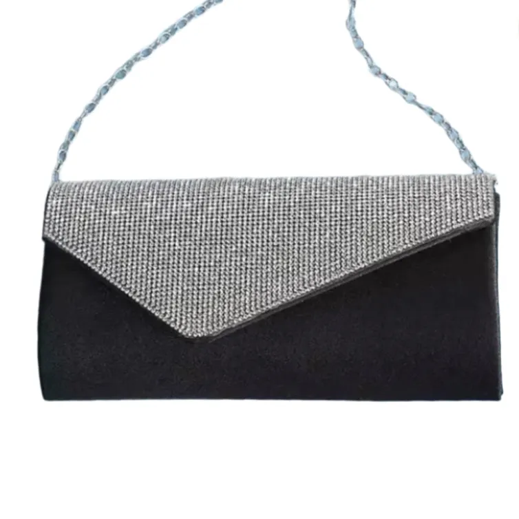 Sparkly Rhinestone Black Clutch Evening Bag