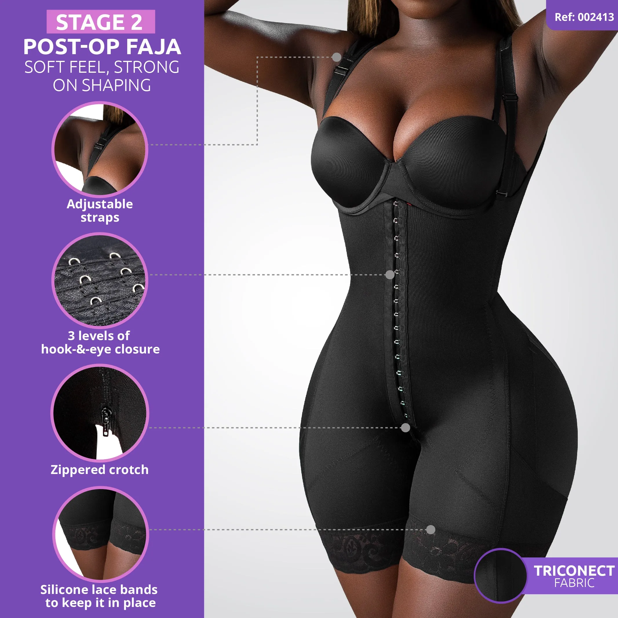 Stage 2 Plus Size Fajas | No Bra Shapewear