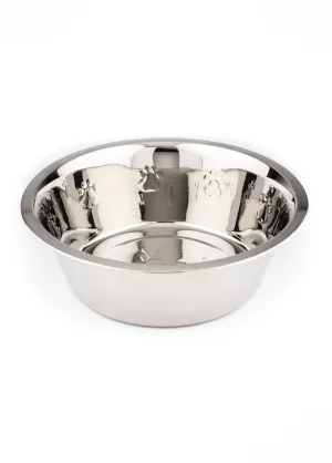 Stainless steel bowl with embossed paw feet