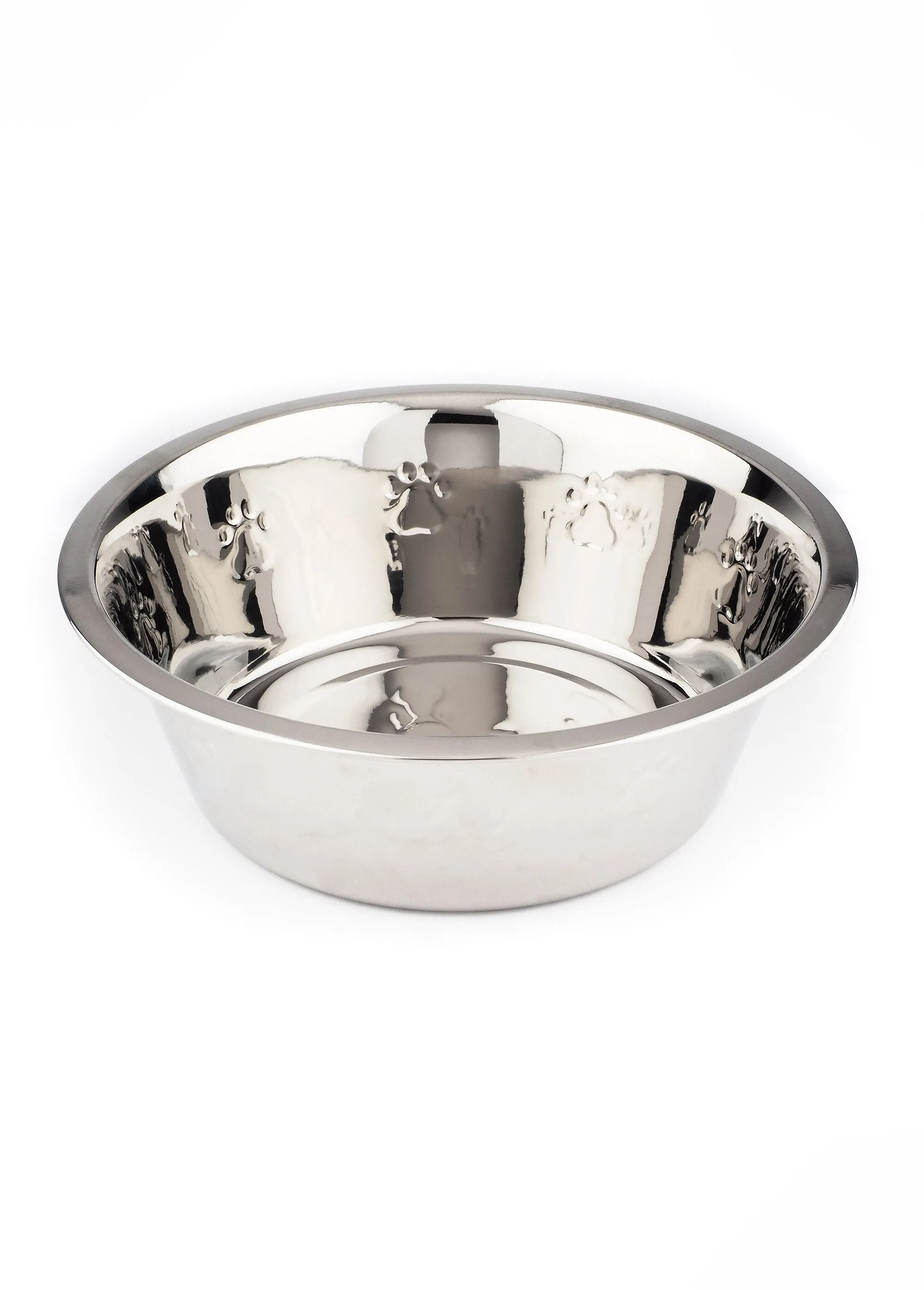 Stainless steel bowl with embossed paw feet