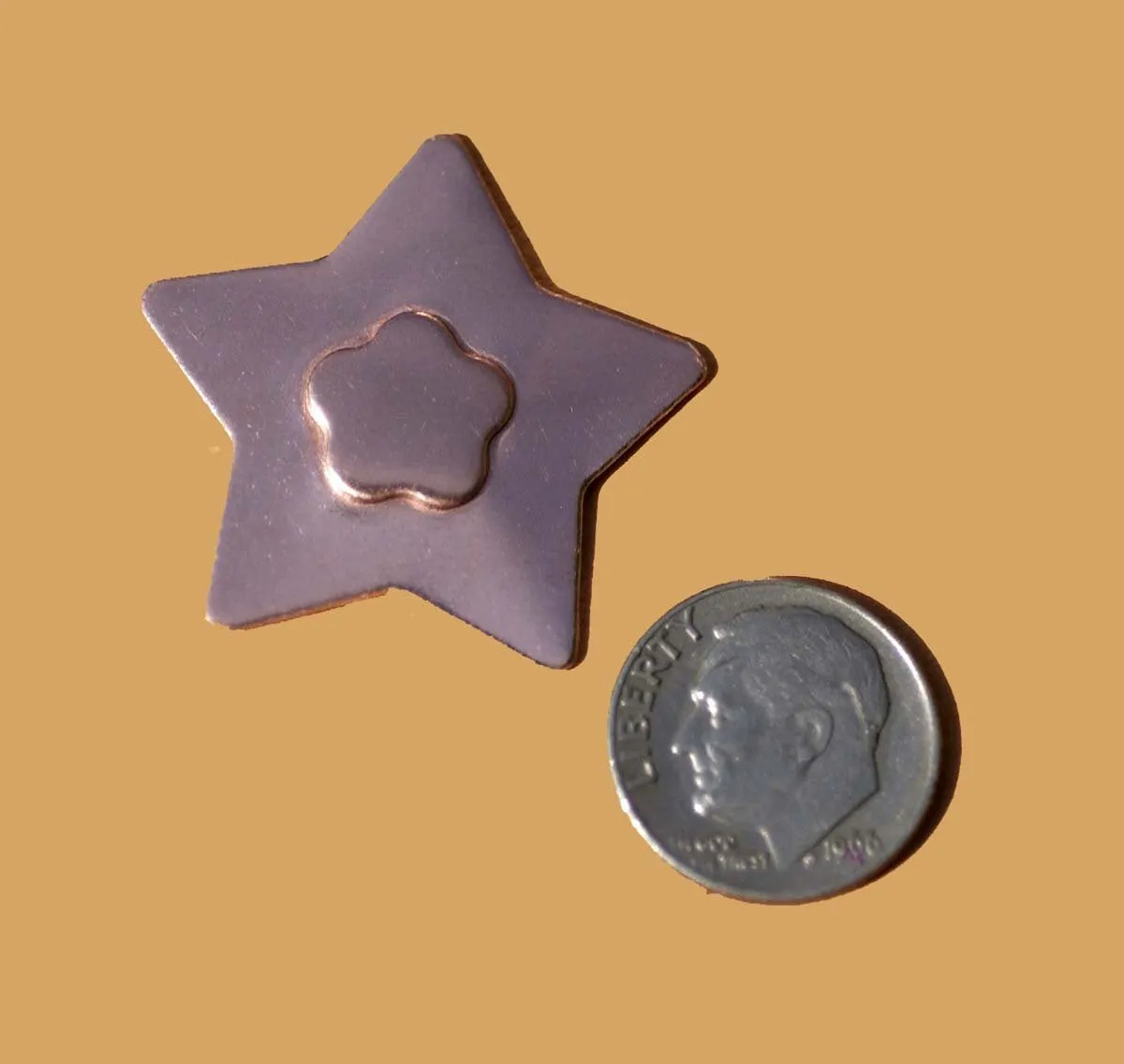 Star with Flower Embossed Blank Cutout for Enameling Stamping Texturing Metalworking Jewelry Making Blanks