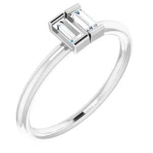 Straight Baguette Two Gemstone Bezel Ring