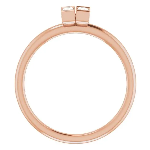 Straight Baguette Two Gemstone Bezel Ring