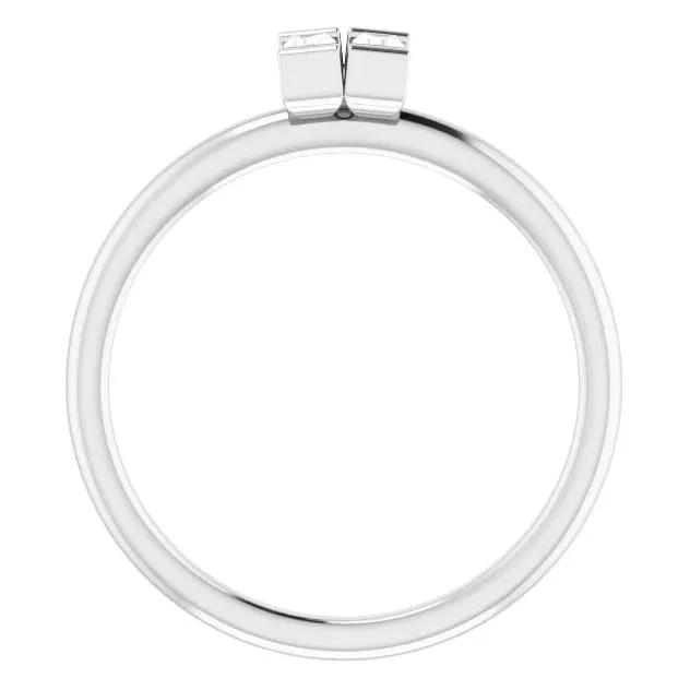 Straight Baguette Two Gemstone Bezel Ring