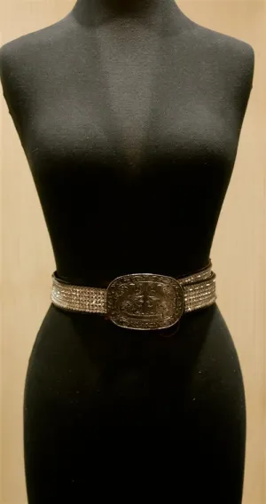 Streets Ahead Swarovski Crystal Belt with Blackened Embossed Western Buckle