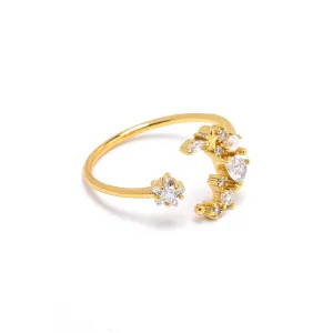 Studded Moon Open Band Ring