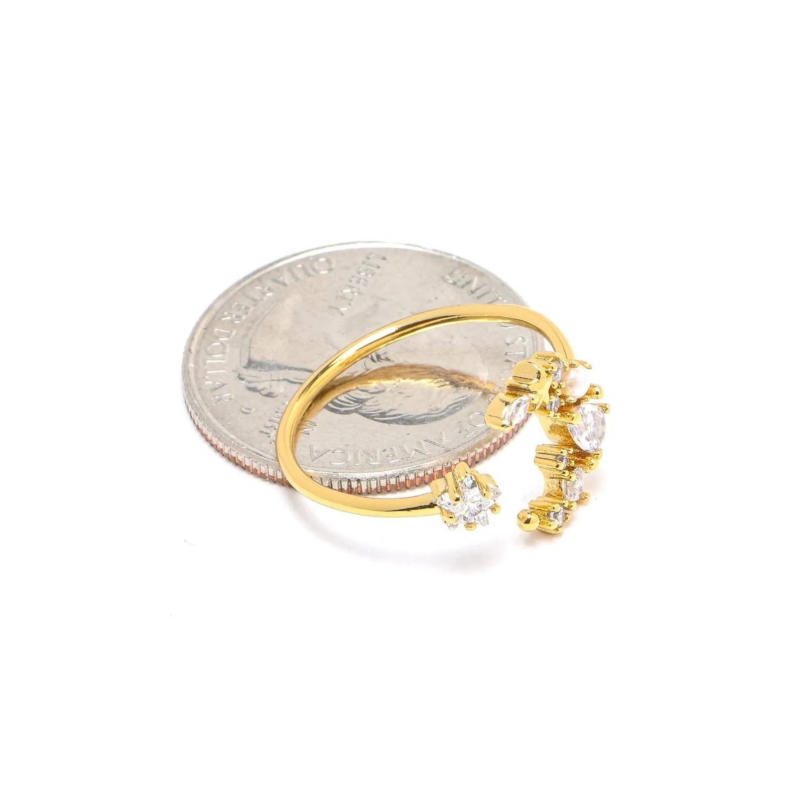 Studded Moon Open Band Ring
