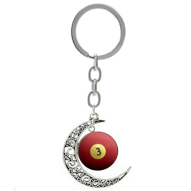 Summer Beach Volleyball picture moon pendant keychain casual sports football basketball rugby tennis golf key chain ring T255
