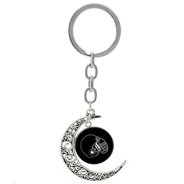 Summer Beach Volleyball picture moon pendant keychain casual sports football basketball rugby tennis golf key chain ring T255