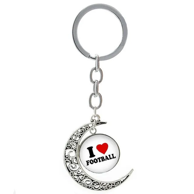 Summer Beach Volleyball picture moon pendant keychain casual sports football basketball rugby tennis golf key chain ring T255