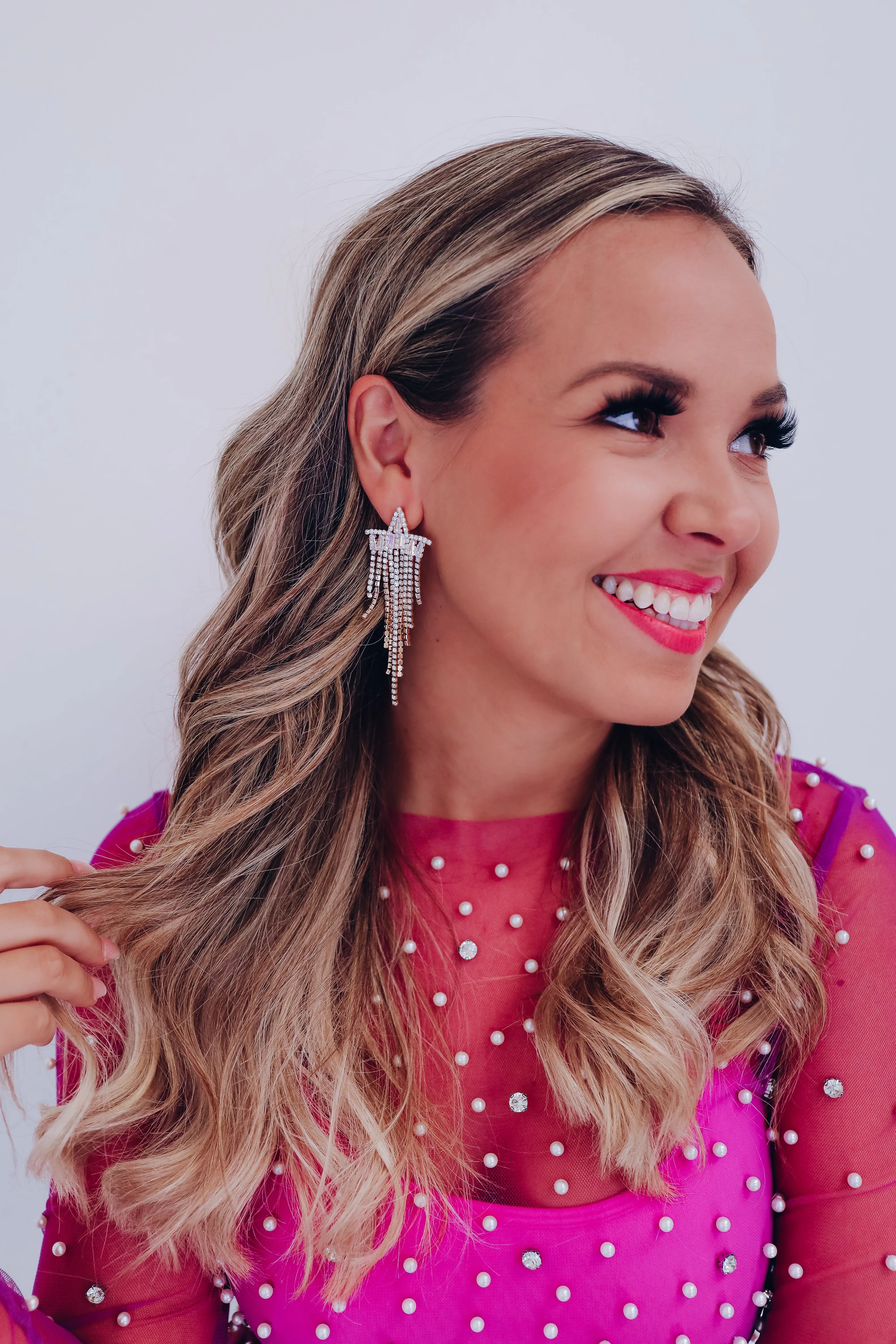 Super Star CZ Fringe Earrings - Gold