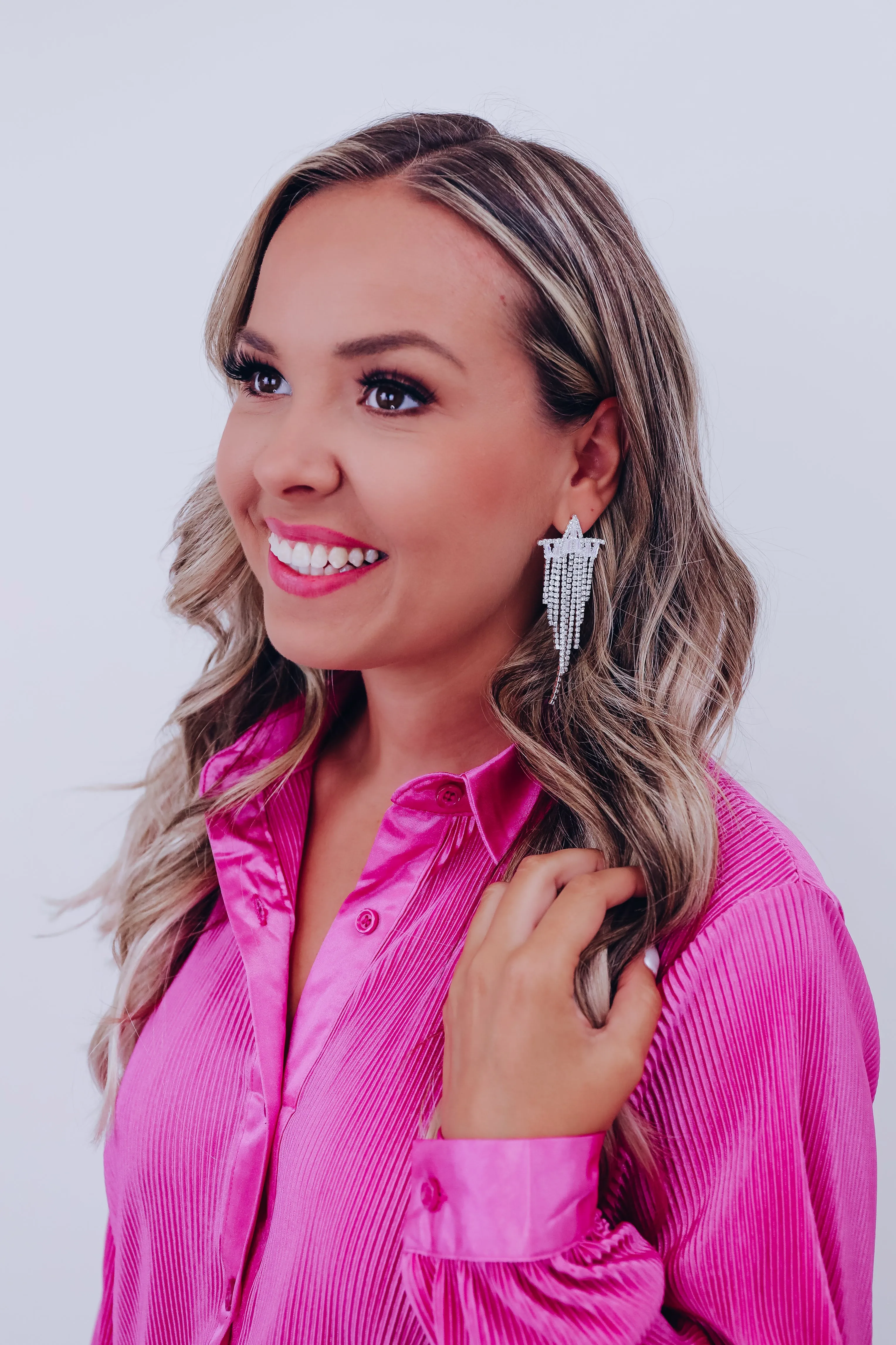 Super Star CZ Fringe Earrings - Silver